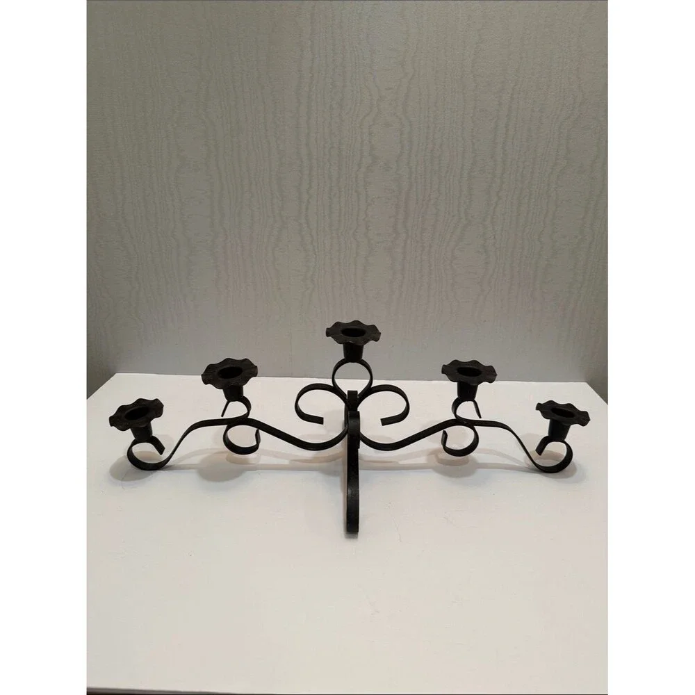 Vintage Black Wrought Iron Candelabra Gothic